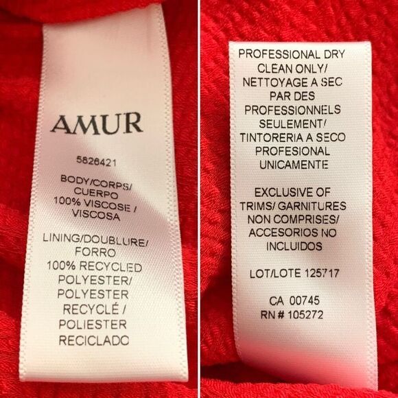 AMUR Matilda Color Block Peplum Bustier in Racing Red Size 8 - Picture 8 of 12